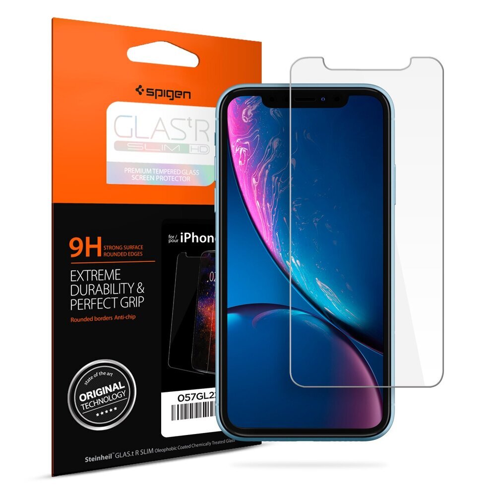 iPhone 11 / XR Glass Screen Protector, Genuine SPIGEN GLAS.tR Slim 9H Tempered Glass for Apple