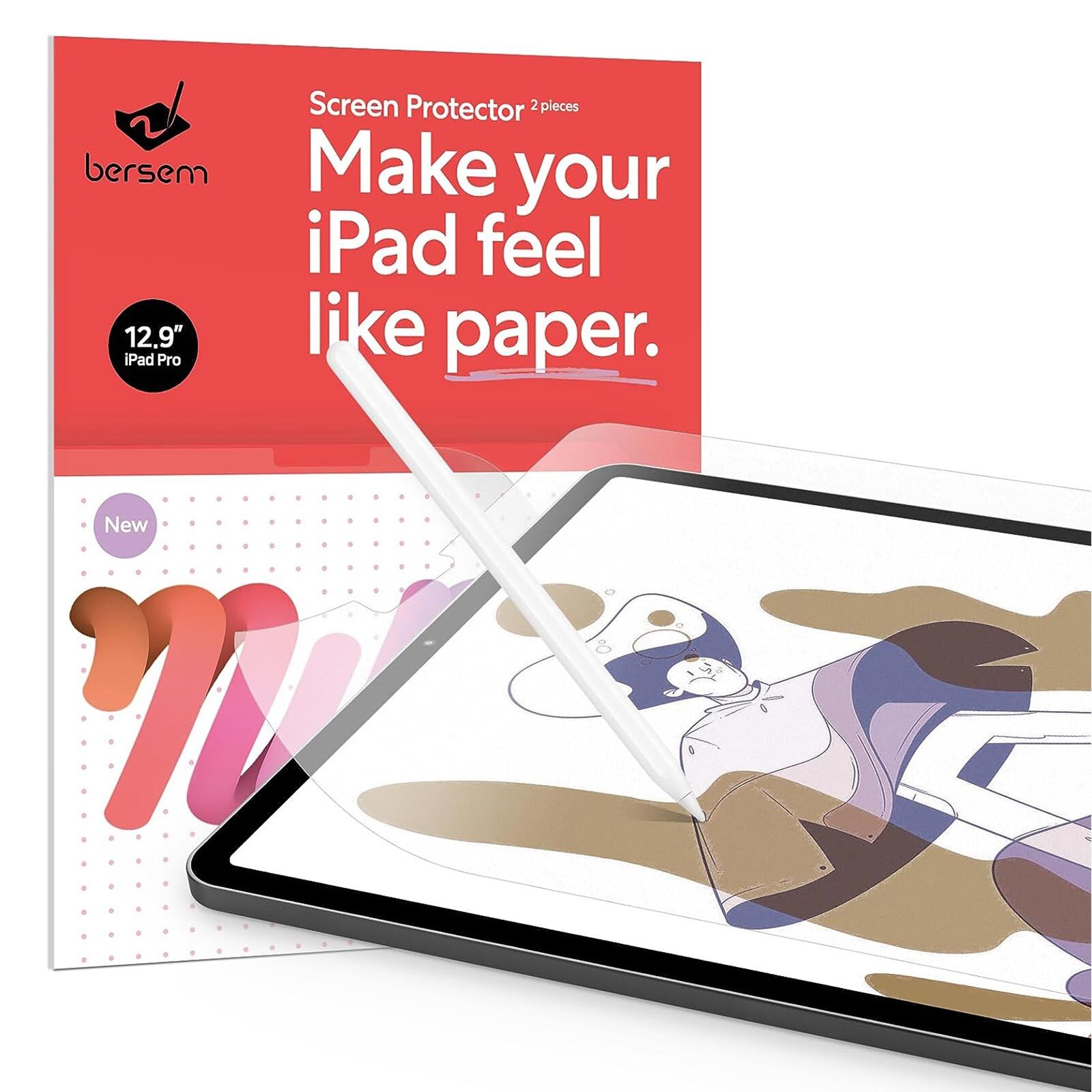 Bersem Paperfeel Film Screen Protector 2PCS for Apple iPad Pro 12.9 (2022/2021/2020/2018)
