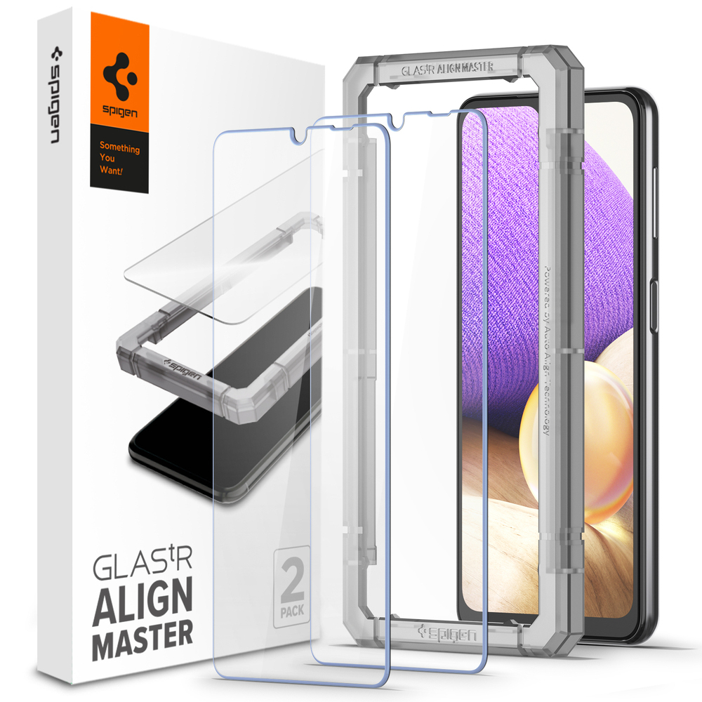SPIGEN AlignMaster GLAS.tR Slim 2 PCS Glass Screen Protector for Galaxy A32 5G/A12/A02