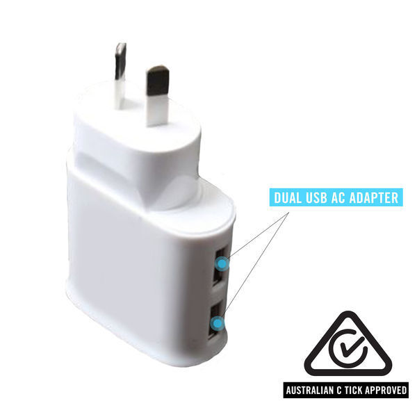 PRO gadgets Dual USB Wall AC Charger Adapter for Smartphone Universal iPhone / Galaxy - 2 Pack