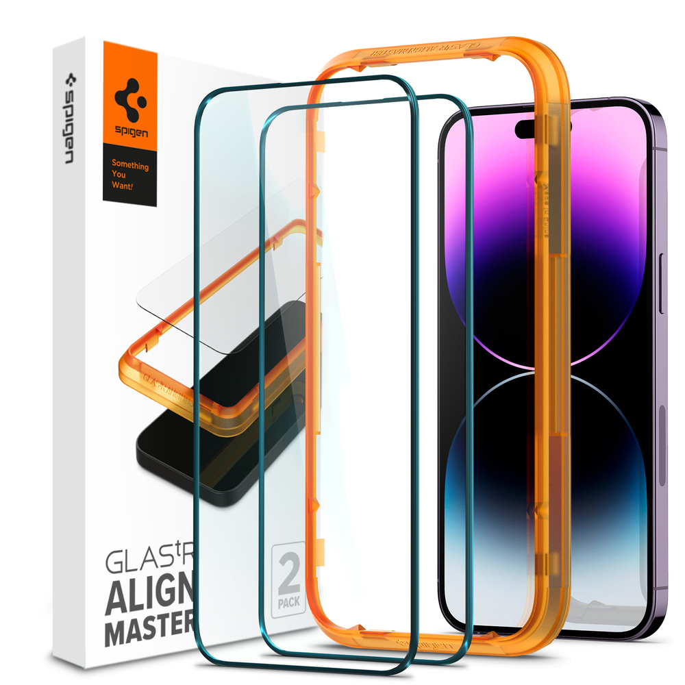 SPIGEN AlignMaster Full Cover 2PCS Glass Screen Protector for iPhone 14 Pro (6.1-inch)