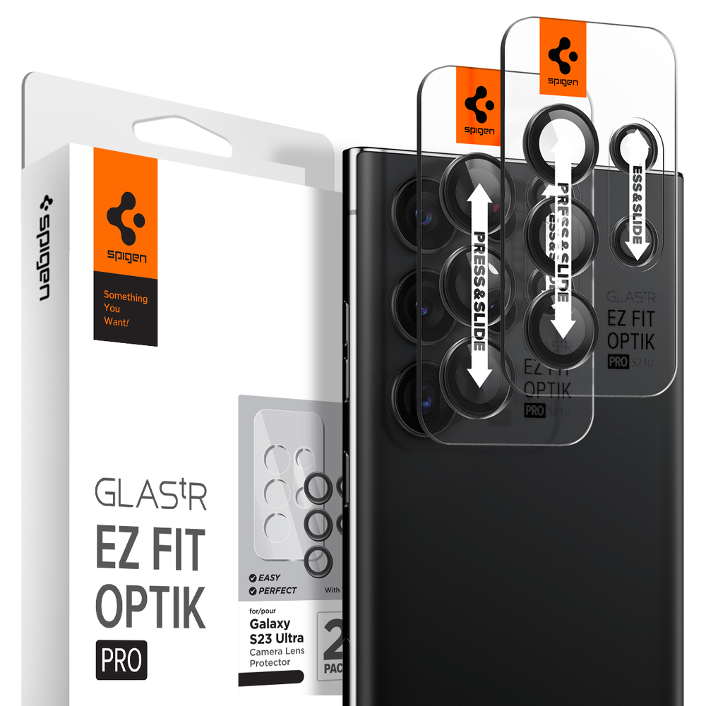 SPIGEN GLAS.tR EZ Fit Optik Pro 2PCS Glass Lens Protector for Galaxy S23 Ultra