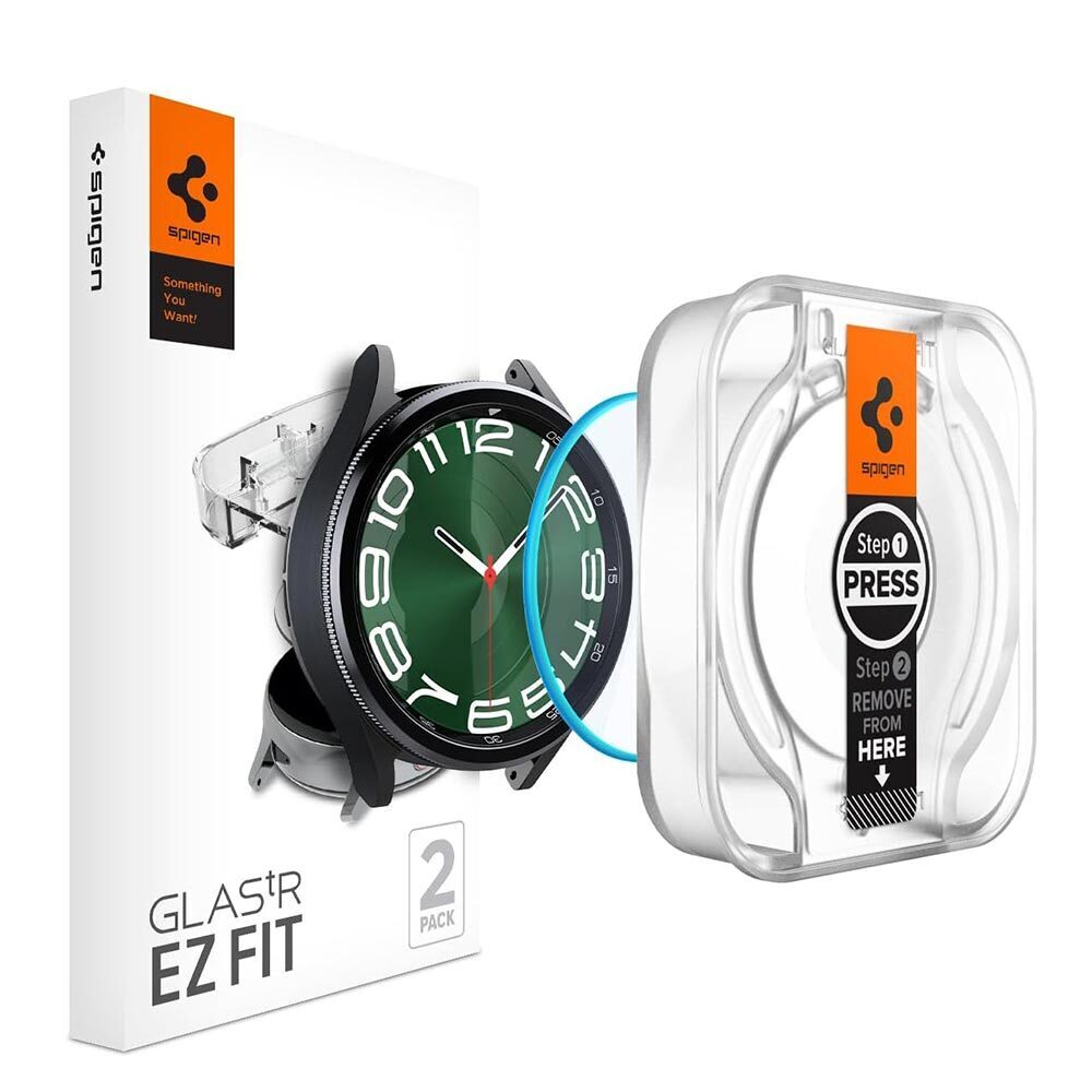 SPIGEN Glas.tR EZ Fit 2PCS Glass Screen Protector for Galaxy Watch 6 Classic 47mm