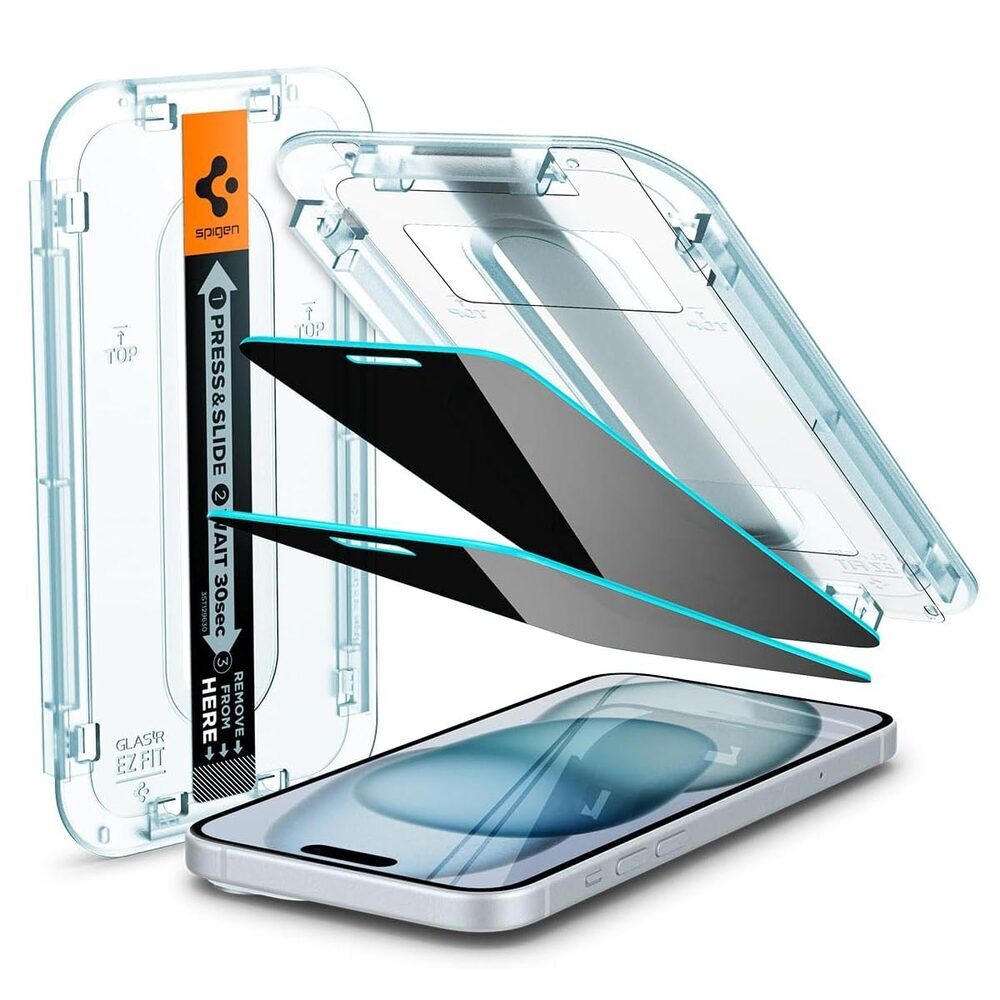 SPIGEN GLAS.tR EZ Fit Privacy 2PCS Glass Screen Protector for iPhone 15