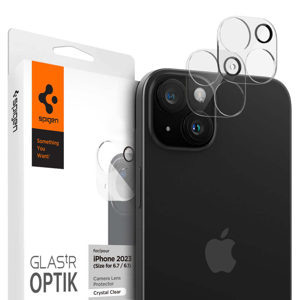 SPIGEN GLAS.tR Optik 2PCS Glass Camera Lens Protector for iPhone 15 / 15 Plus / 14 / 14 Plus