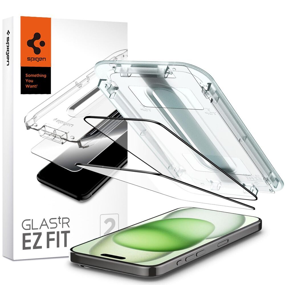SPIGEN GLAS.tR EZ Fit Full Cover 2PCS Glass Screen Protector for iPhone 15 Plus