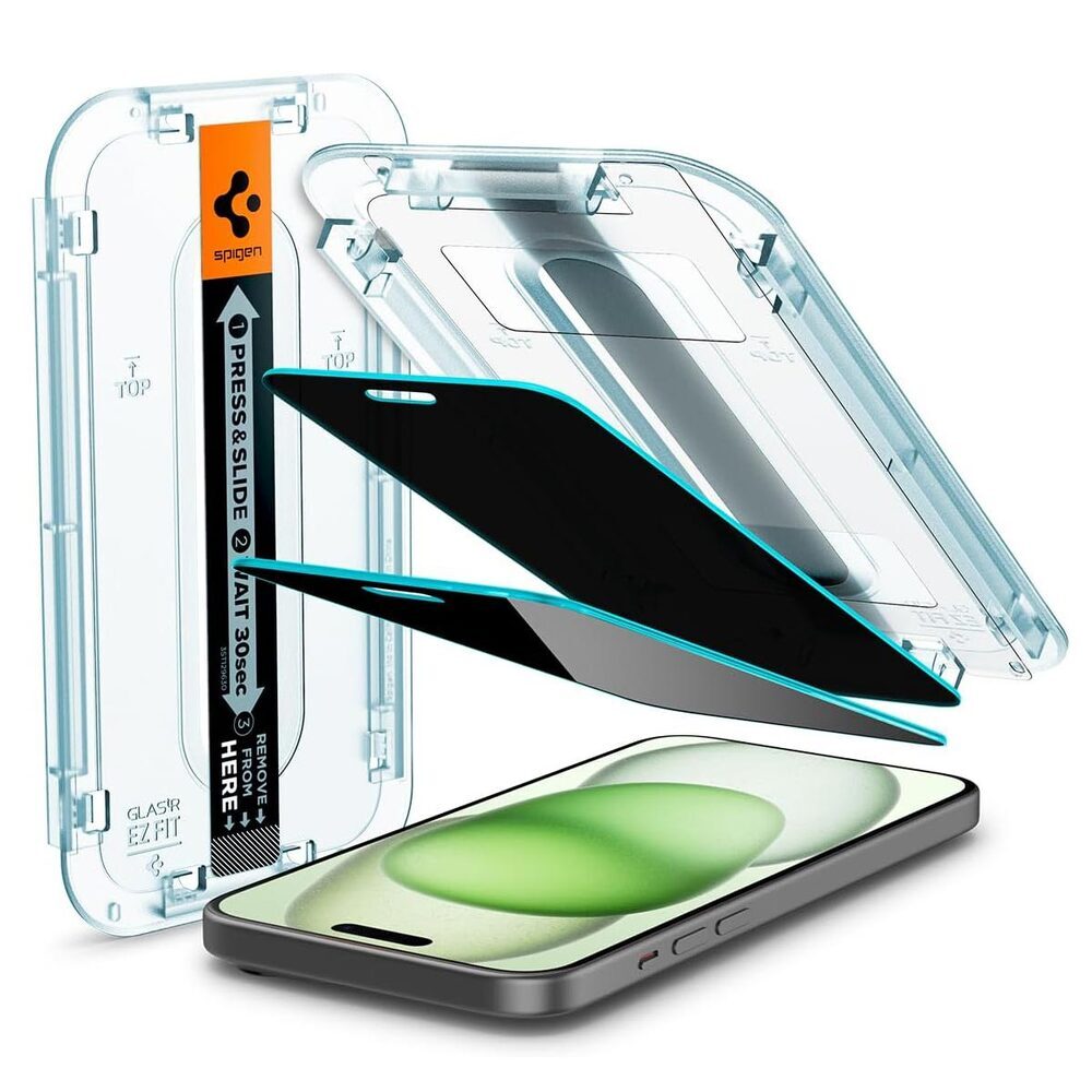 SPIGEN GLAS.tR EZ Fit Privacy 2PCS Glass Screen Protector for iPhone 15 Plus