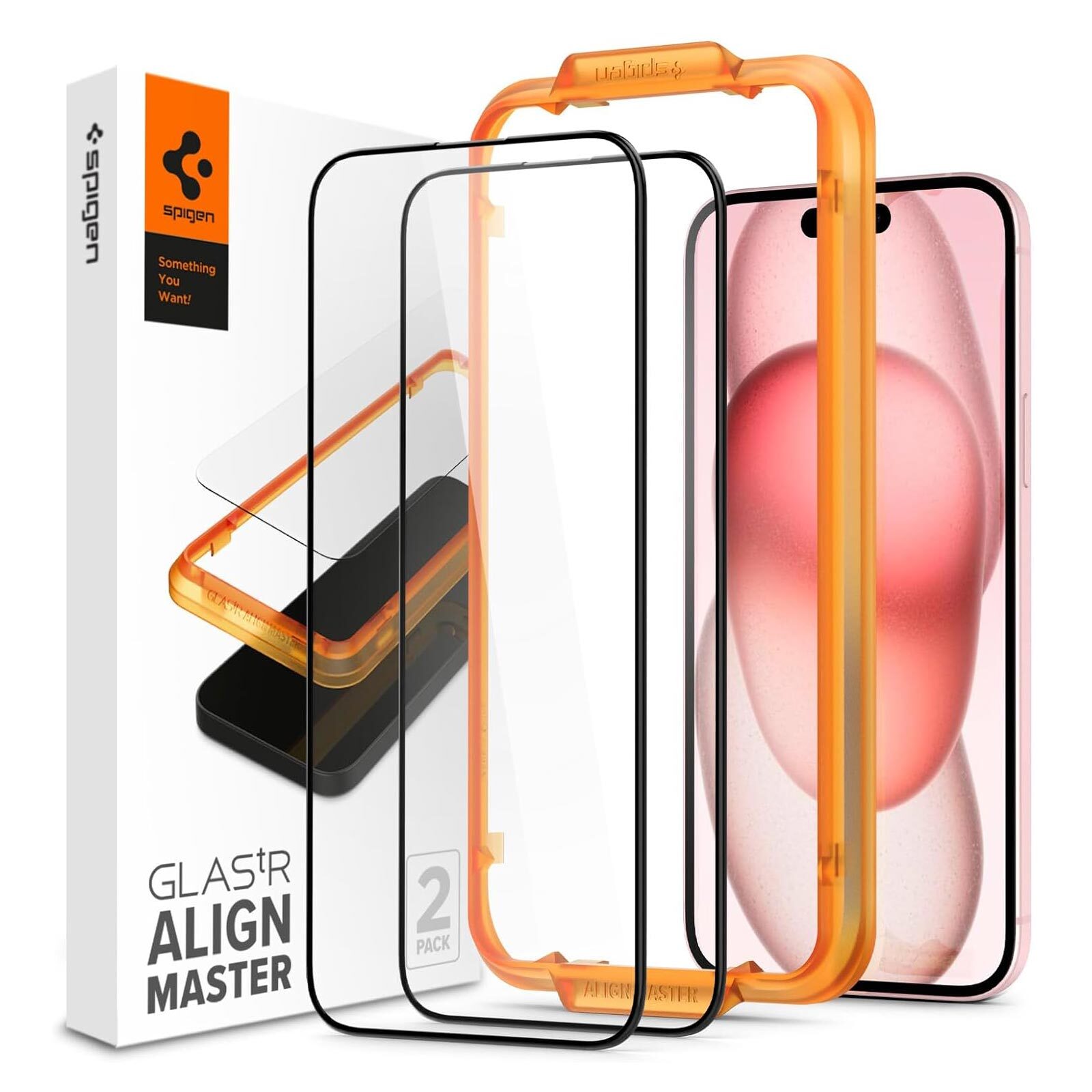 SPIGEN GLAS.tR AlignMaster Full Cover 2PCS Glass Screen Protector for iPhone 15 Plus