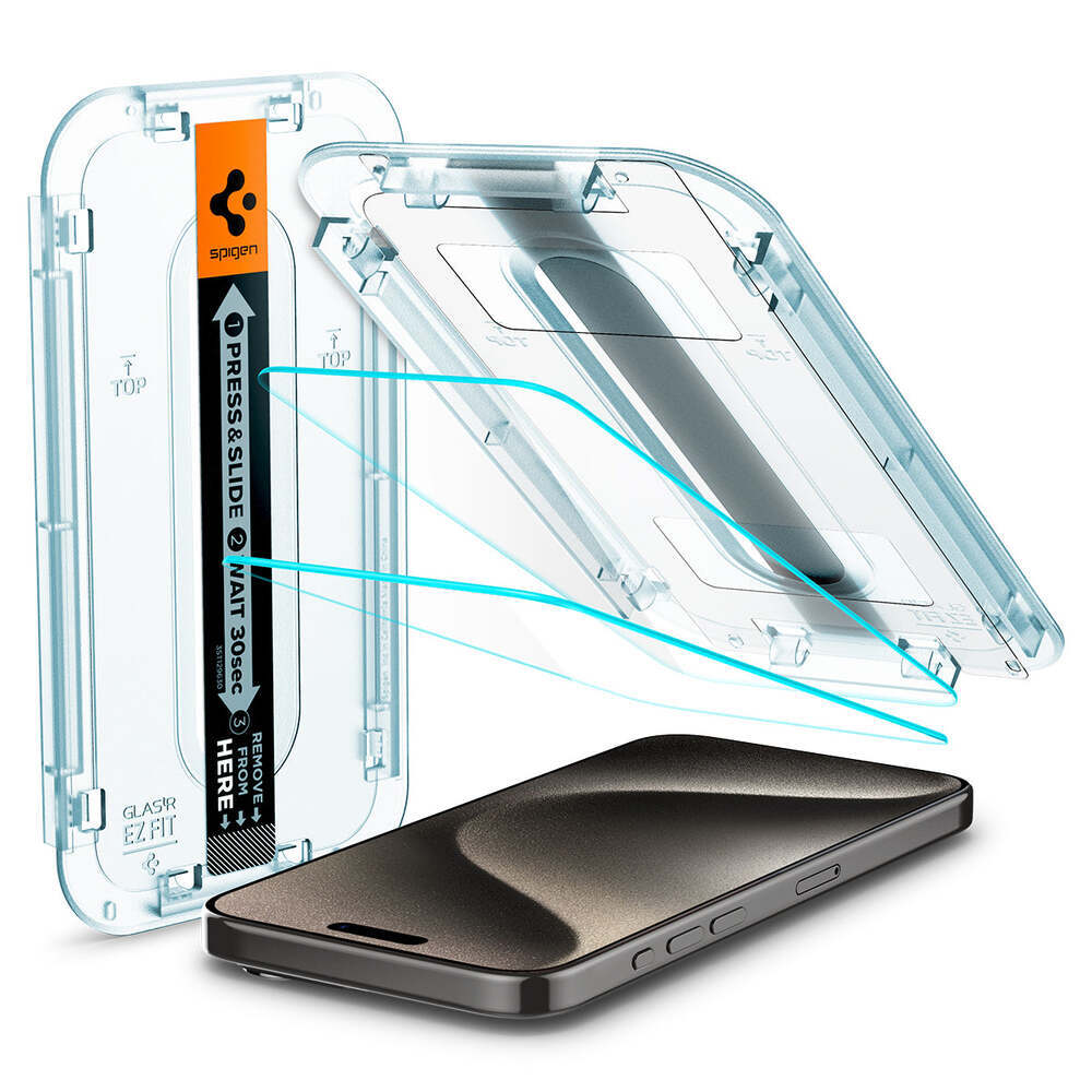 SPIGEN GLAS.tR EZ Fit 2PCS Glass Screen Protector for iPhone 15 Pro Max