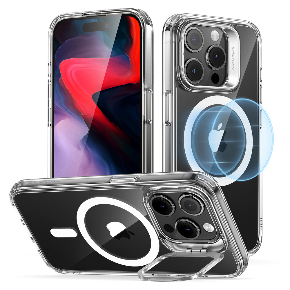 ESR Classic Hybrid Magsafe Compatible Case with Stash Stand for iPhone 15 Pro