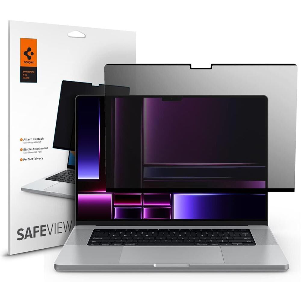 SPIGEN Safe View Magnetic Detachable Privacy Filter for MacBook Pro 16-inch 2024/2023/2021 (M4/M3/M2/M1) Screen Protector