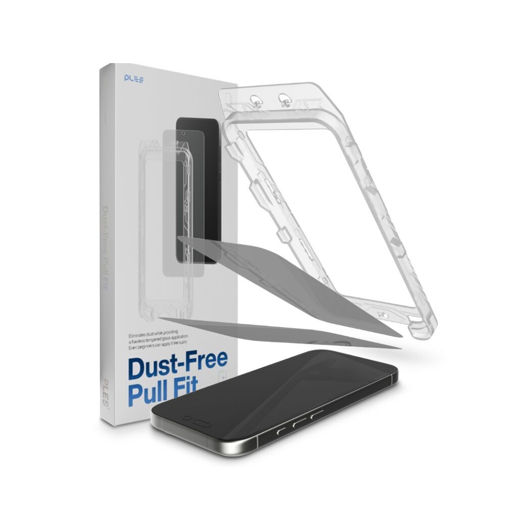 PLES Dust-Free Pull Fit Privacy 2PCS Glass for iPhone 17/17 Pro/16 Pro Screen Protector