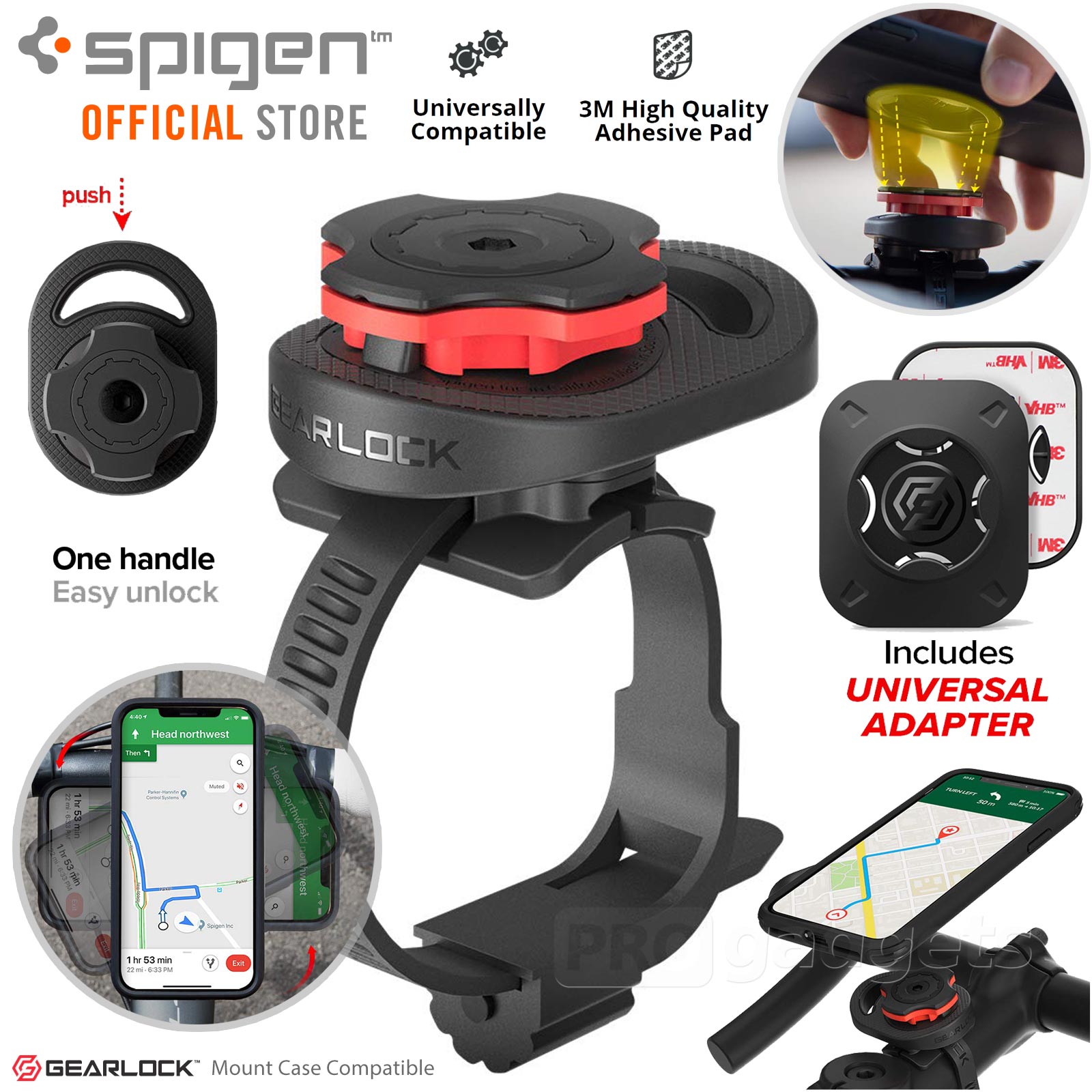 Genuine Spigen Gearlock MS100 Stem/Handlebar Bike Mount Holder for