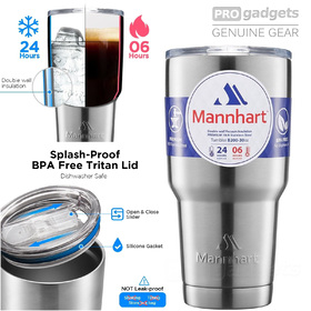 Genuine Mannhart 887mL 30Oz Stainless Steel BPA Free Double Wall Vacuum Travel Mugs