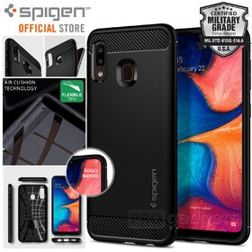 Galaxy A20 Case, Genuine SPIGEN Rugged Armor Resilient Soft Cover for Samsung