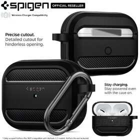 AirPods Pro Case, Genuine Spigen Rugged Armor Resilient Soft Cover for Apple