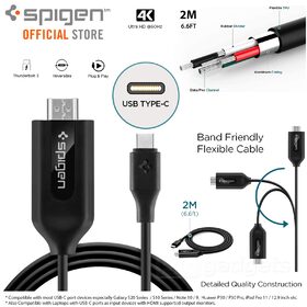 Genuine Spigen C21CH 4K Ultra HD Thunderbolt 3 USB Type C 3.1 to HDMI Cable 2m