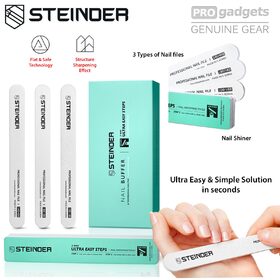 Genuine STEINDER 2 Way Nail Files and Nail Polish Shine Kit Buffer