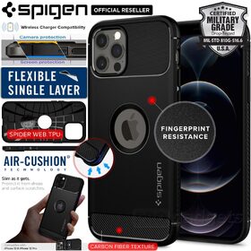 Genuine SPIGEN Rugged Armor Resilient Ultra Soft Cover for Apple iPhone 12 / iPhone 12 Pro (6.1-inch) Case