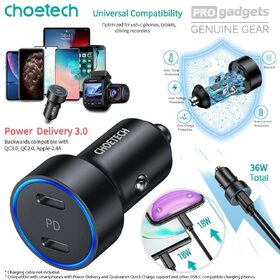 Choetech 2-Port USB Type C 40W Dual Car Charger