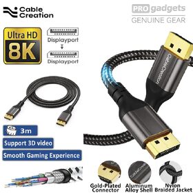 CableCreation 8k 60 Hz DP DisplayPort 1.4 to DP DisplayPort Cable 3M
