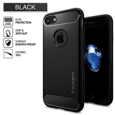 iPhone 7 Case, Genuine SPIGEN Rugged Armor RESILIENT SOFT TOUGH COVER for Apple [Colour:Black]