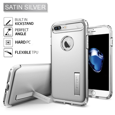 iPhone 7 Plus Case, Genuine SPIGEN SLIM ARMOR Heavy Duty Cover for Apple [Colour:Satin Silver]