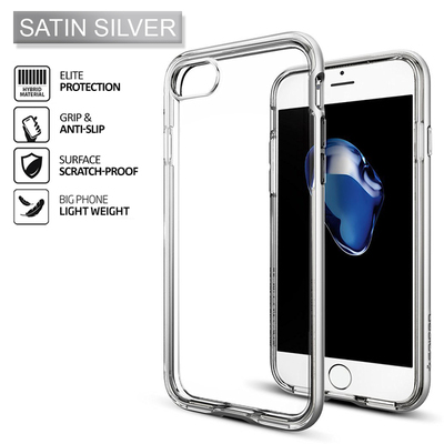 iPhone 7 Plus Case, Genuine SPIGEN Neo Hybrid Crystal BUMPER Cover for Apple [Colour:Satin Silver]