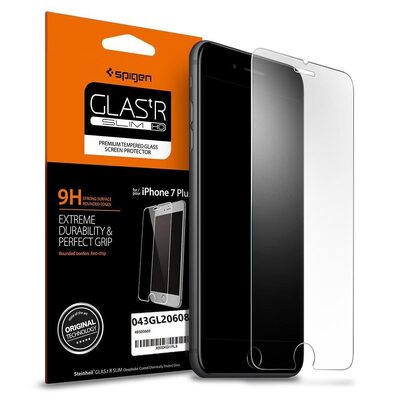 iPhone 8 Plus / 7 Plus Glass Screen Protector, Genuine Spigen GLAS.tR 9H Slim Tempered Glass for Apple [Colour:Clear]