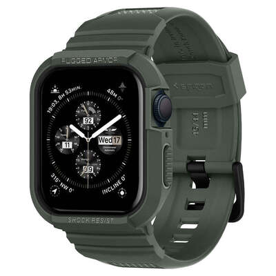 SPIGEN Rugged Armor Pro Case + Strap Band for Apple Watch Series 9/8/SE2/7/6/SE/5/4 (45mm/44mm) [Colour:Military Green]