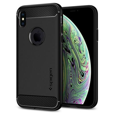 iPhone XS Case, Genuine SPIGEN Rugged Armor Resilient Ultra Soft Cover for Apple [Colour:Black]