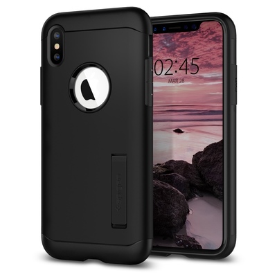 iPhone X Case, Genuine SPIGEN Slim Armor Heavy Duty Cover for Apple [Colour:Black]