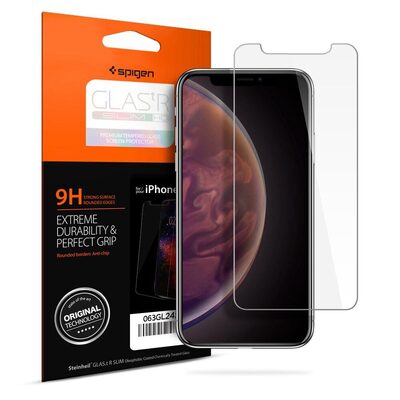 iPhone 11 Pro / XS Screen Protector, Genuine SPIGEN GLAS.tR Slim 9H Tempered Glass for Apple [Colour:Clear]