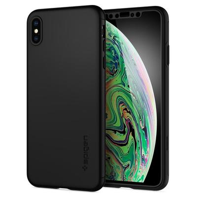 iPhone XS Max Case, Genuine SPIGEN Thin Fit 360 Slim Hard Cover + Tempered Glass Screen Protector for Apple [Colour:Black]