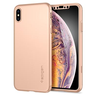 iPhone XS Max Case, Genuine SPIGEN Thin Fit 360 Slim Hard Cover + Tempered Glass Screen Protector for Apple [Colour:Gold]