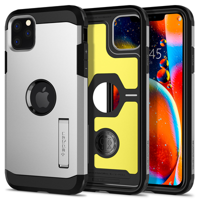 iPhone 11 Pro Max Case, Genuine SPIGEN Impact Shock Proof Tough Armor XP Kickstand Cover for Apple [Colour:Satin Silver]