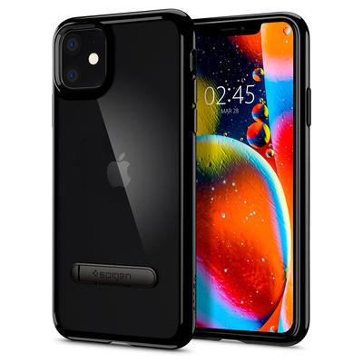 iPhone 11 Case, Genuine SPIGEN Ultra Hybrid S Kickstand Bumper Cover for Apple [Colour:Jet Black]