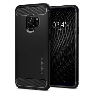 Galaxy S9 Case, Genuine SPIGEN Rugged Armor Resilient Soft Cover for Samsung [Colour:Black]