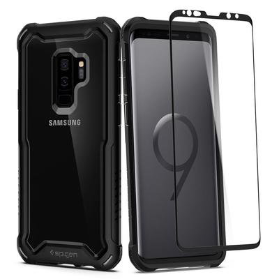 Galaxy S9 Plus Case, Genuine SPIGEN Hybrid 360 Full Body Cover with Tempered Glass for Samsung [Colour:Black]