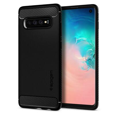 Galaxy S10 Case, Genuine SPIGEN Rugged Armor Slim Soft Resilient Cover Samsung [Colour:Black]