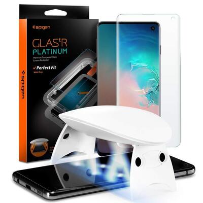 Galaxy S10 Glass Screen Protector, Genuine SPIGEN GLAS.tR Platinum UV Tempered Glass for Samsung [Colour:Clear]