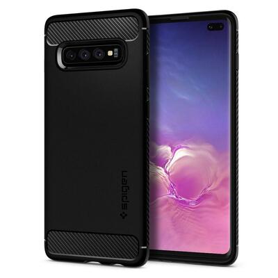 Galaxy S10 Plus Case, Genuine SPIGEN Rugged Armor Slim Soft Cover for Samsung [Colour:Black]