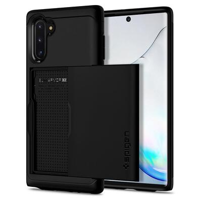 Galaxy Note 10 Case, Genuine SPIGEN Slim Armor CS Card Slider Holder for Samsung  [Colour:Black]
