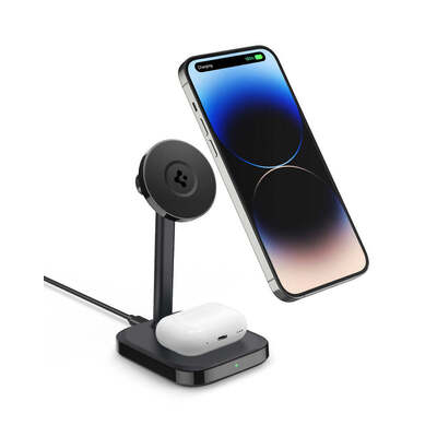 SPIGEN Magnetic Wireless Charger Stand (MagFit) PF2100 for iPhone MagSafe / AirPods Pro / AirPods Series [Colour:Black]