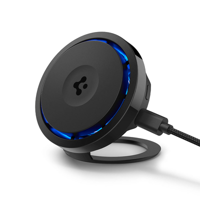 SPIGEN OneTap Pro 3 Cryomax (MagFit) S310WCK Qi2 15W Wireless Charger MagSafe Compatible for MagSafe / iPhone Kickstand [Colour:Black]