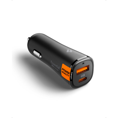 SPIGEN Essential USB-C USB-A 48W EV482 2 Ports Car Charger for Universal [Colour:Black]