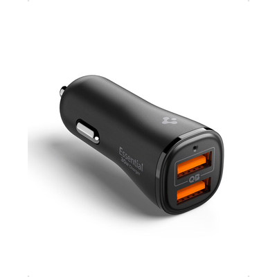 SPIGEN Essential USB-A 30W EV302 2 Ports Car Charger for Universal [Colour:Black]