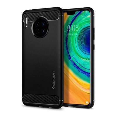 Huawei Mate 30 Case, Genuine Spigen Rugged Armor Resilient Ultra Soft Cover [Colour:Black]