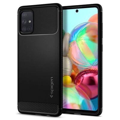 Galaxy A71 4G Case, Genuine SPIGEN Rugged Armor Resilient Ultra Soft Cover for Samsung [Colour:Black]