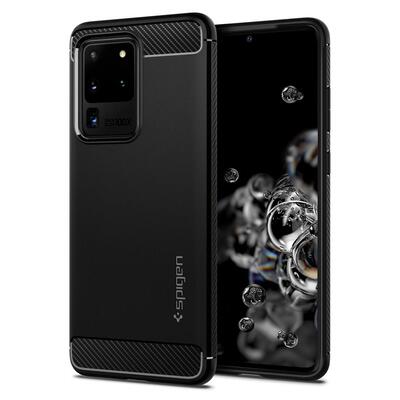Galaxy S20 Ultra 5G Case, Genuine SPIGEN Rugged Armor Resilient Ultra Soft Cover for Samsung [Colour:Black]